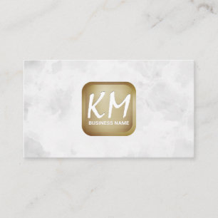 Modern Monogram   White Texture Background Business Card