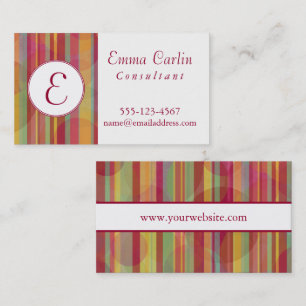 Modern Monogram with Colourful Stripes & Circles Business Card