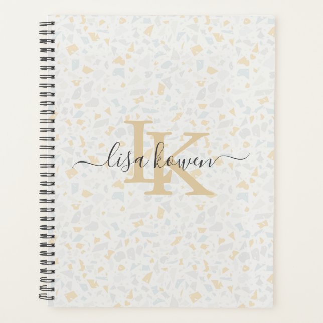 Modern Monogram With Luxury Script Type | Terrazzo Planner (Front)