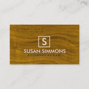 Modern Monogram with Name on Wood Print Business Card