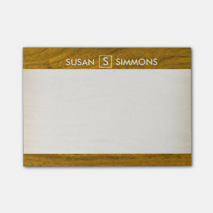 Modern Monogram with Name on Wood Print Post-it Notes