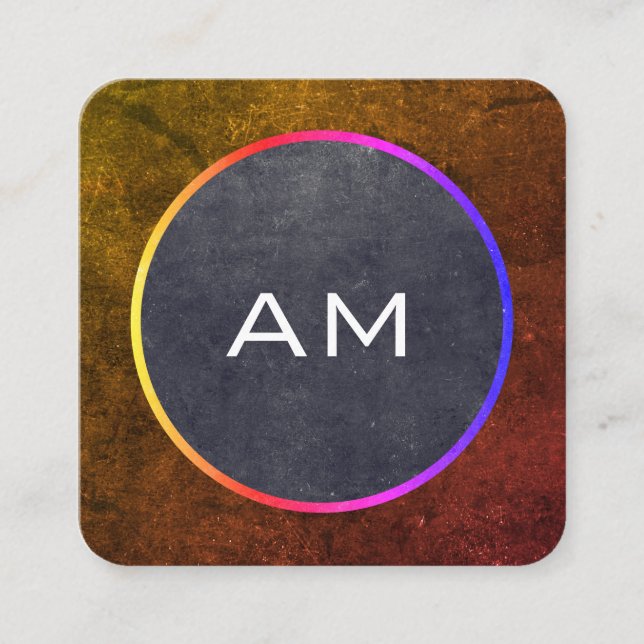 Modern Monogram with Texturised Colour Ways Square Business Card (Front)