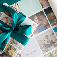 Modern monogram your family 16 photo collage grid