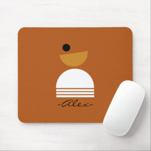 Modern monogramed minimal design Brown abstract Mo Mouse Pad