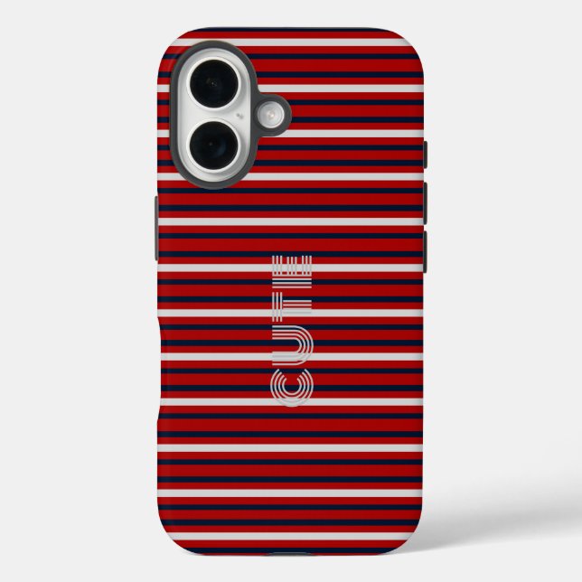 Modern Monogramed Striped  Case-Mate iPhone Case (Back)