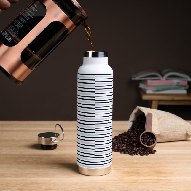 Modern Monogramed Water Bottle With Striped  (Coffee)