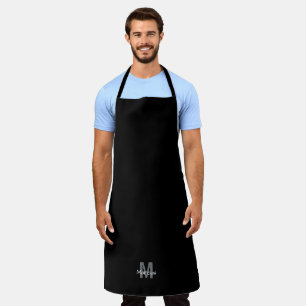 Modern Monogrammed Black  Apron