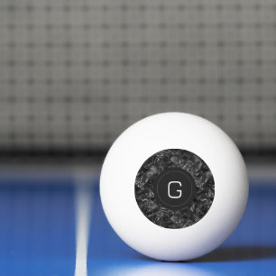 Modern Monogrammed Black Faux Glitter Pattern Ping Pong Ball