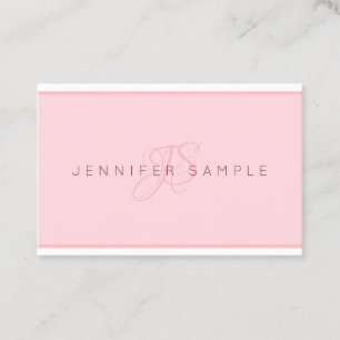 Modern Monogrammed Blush Pink Minimalist Template Business Card