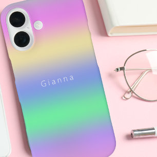 Modern Monogrammed Chic Colourful Gradient iPhone 16 Case