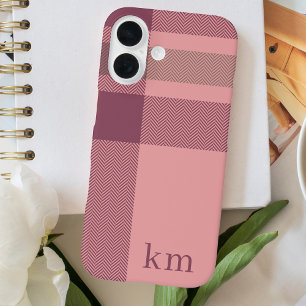 Modern Monogrammed Chic Pink Girly iPhone 16 Case