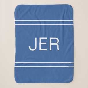 Modern Monogrammed Custom Initials Blue Trendy Sherpa Blanket