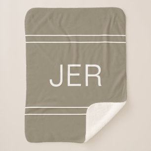 Modern Monogrammed Custom Initials Mocha Brown Sherpa Blanket