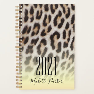 Modern Monogrammed Gold Leopard Print Planner