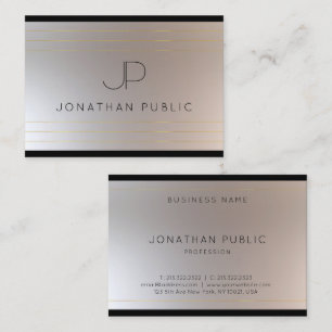 Modern Monogrammed Gold Silver Elegant Template Business Card