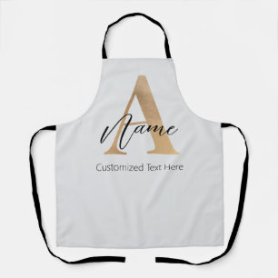 Modern Monogrammed Initial A & Name Personalised Apron
