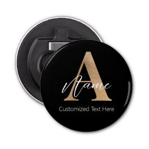 Modern Monogrammed Initial A & Name Personalised Bottle Opener