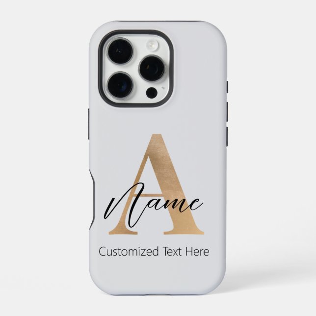 Modern Monogrammed Initial A & Name Personalised iPhone Case (Back)