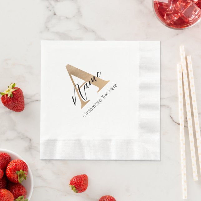 Modern Monogrammed Initial A & Name Personalised Napkin (Insitu)