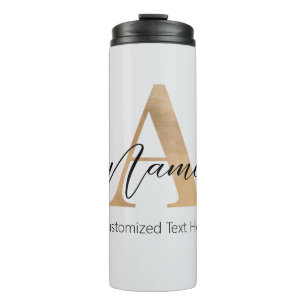 Modern Monogrammed Initial A & Name Personalised Thermal Tumbler