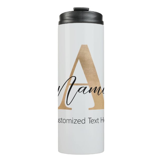 Modern Monogrammed Initial A & Name Personalised Thermal Tumbler (Front)