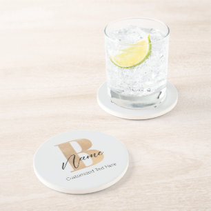 Modern Monogrammed Initial B & Name Personalised Coaster