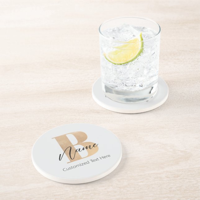 Modern Monogrammed Initial B & Name Personalised Coaster (Side)