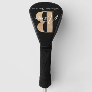 Modern Monogrammed Initial B & Name Personalised Golf Head Cover