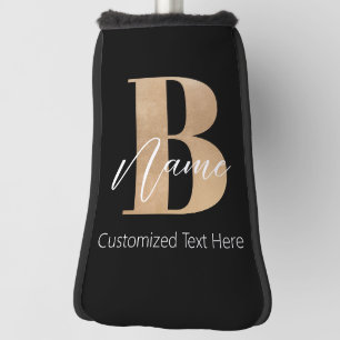 Modern Monogrammed Initial B & Name Personalised Golf Head Cover
