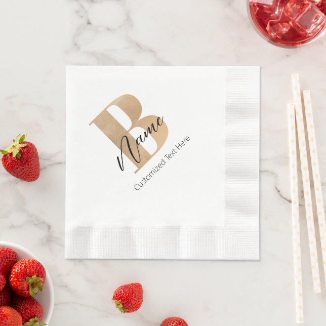 Modern Monogrammed Initial B & Name Personalised Napkin (Insitu)
