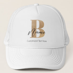 Modern Monogrammed Initial B & Name Personalised Trucker Hat