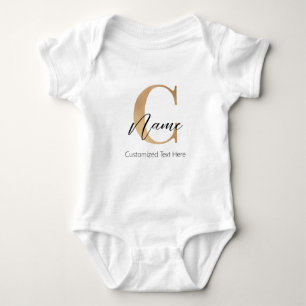 Modern Monogrammed Initial C & Name Personalised Baby Bodysuit