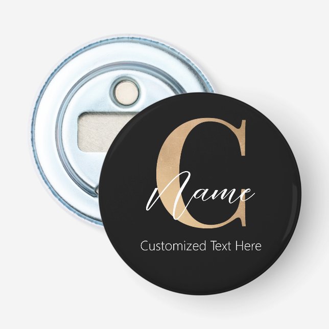 Modern Monogrammed Initial C & Name Personalised Bottle Opener (Front)