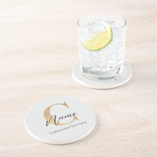 Modern Monogrammed Initial C & Name Personalised Coaster