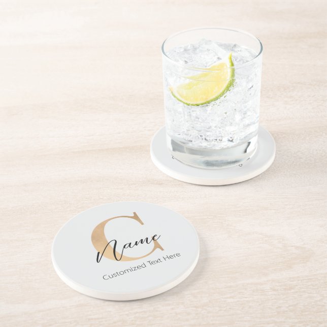 Modern Monogrammed Initial C & Name Personalised Coaster (Side)