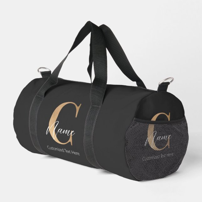 Modern Monogrammed Initial C & Name Personalised Duffle Bag (Right Corner)