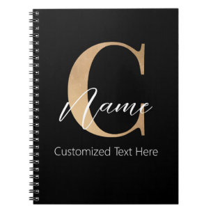 Modern Monogrammed Initial C & Name Personalised Notebook