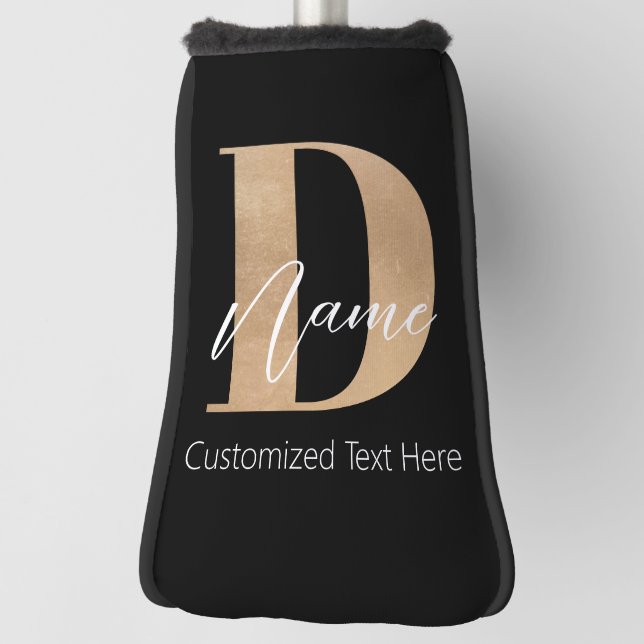 Modern Monogrammed Initial D & Name Personalised Golf Head Cover (Rotate 90)
