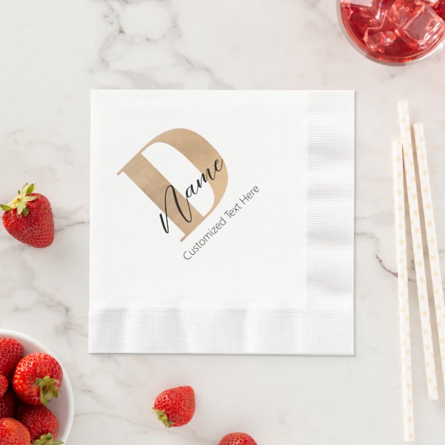 Modern Monogrammed Initial D & Name Personalised Napkin (Insitu)