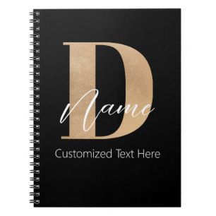 Modern Monogrammed Initial D & Name Personalised Notebook