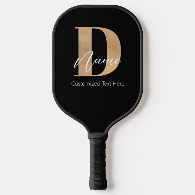 Modern Monogrammed Initial D & Name Personalised Pickleball Paddle (Front)