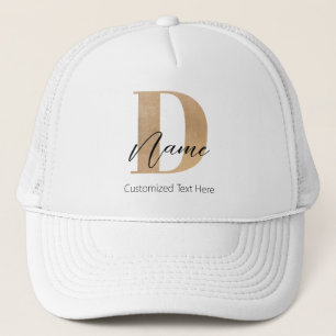 Modern Monogrammed Initial D & Name Personalised Trucker Hat