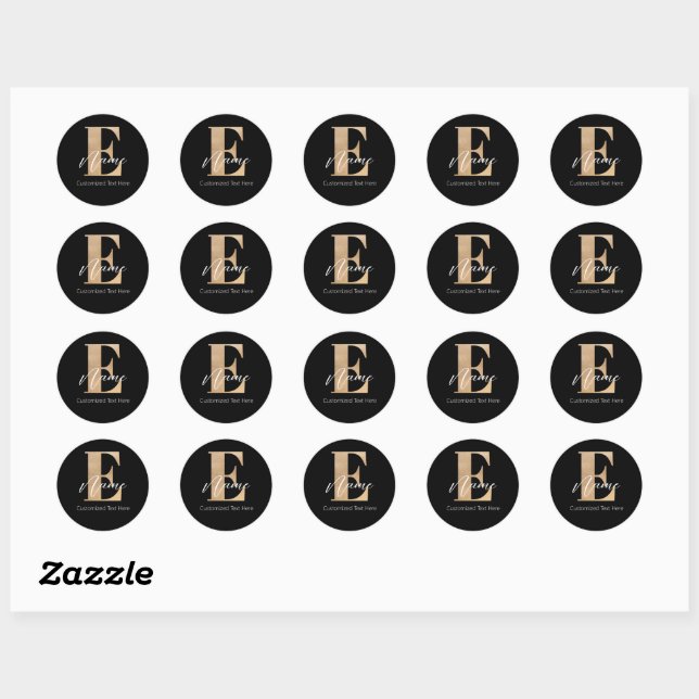 Modern Monogrammed Initial E & Name Personalised Classic Round Sticker (Sheet)