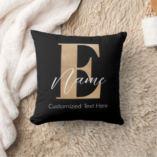 Modern Monogrammed Initial E & Name Personalised Cushion