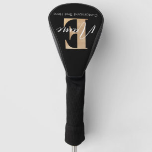 Modern Monogrammed Initial E & Name Personalised Golf Head Cover