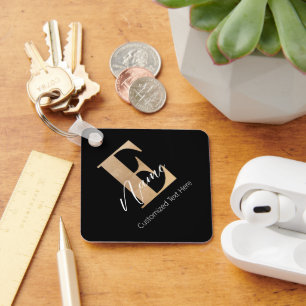 Modern Monogrammed Initial E & Name Personalised Key Ring