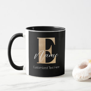 Modern Monogrammed Initial E & Name Personalised Mug