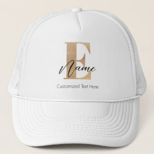 Modern Monogrammed Initial E & Name Personalised Trucker Hat