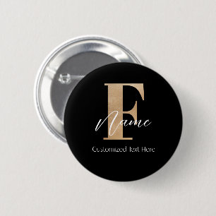 Modern Monogrammed Initial F & Name Personalised 6 Cm Round Badge