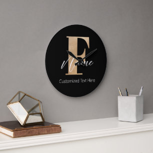 Modern Monogrammed Initial F & Name Personalised Large Clock